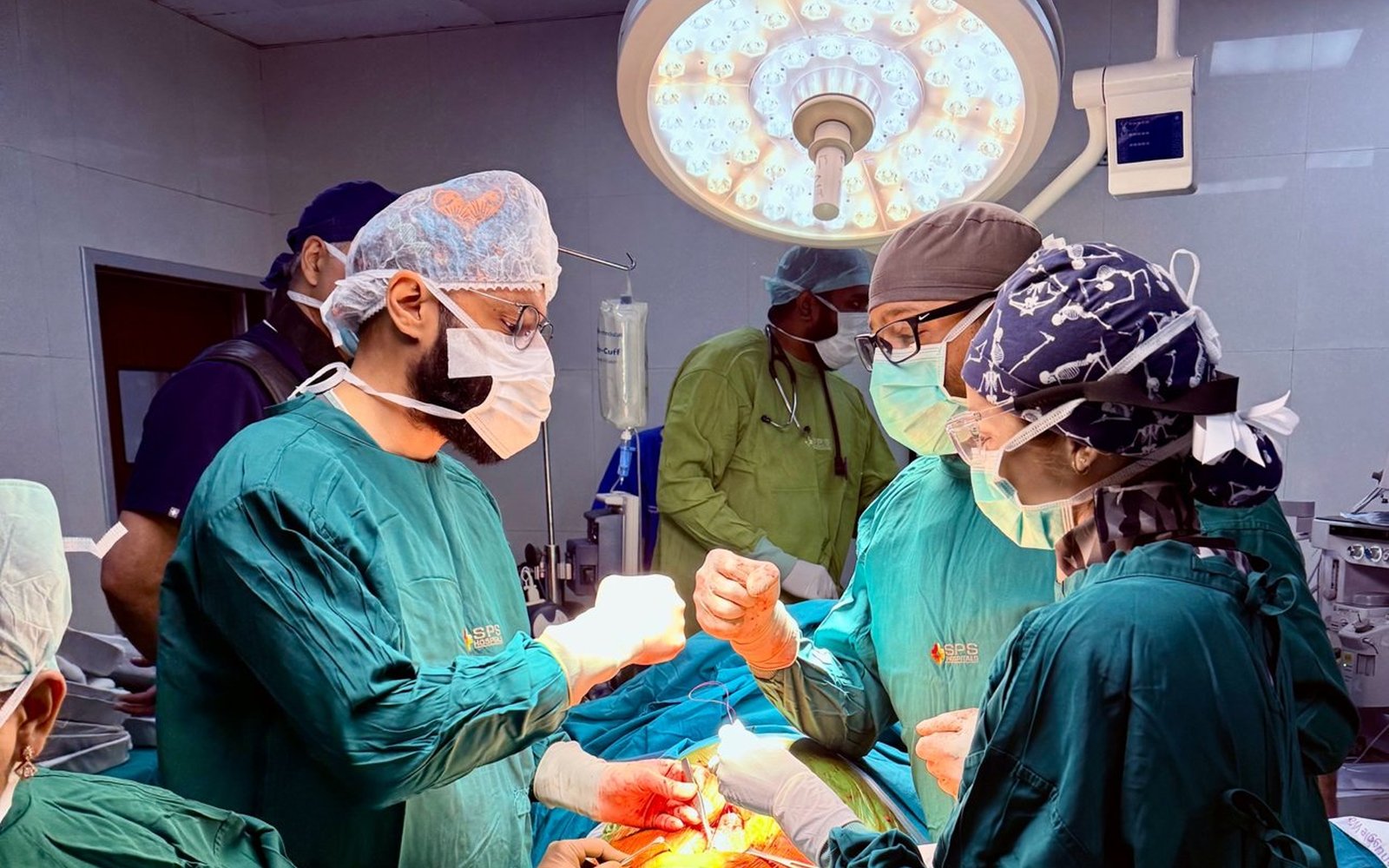 Seva Spine surgical team operating on Narinder in March 2025