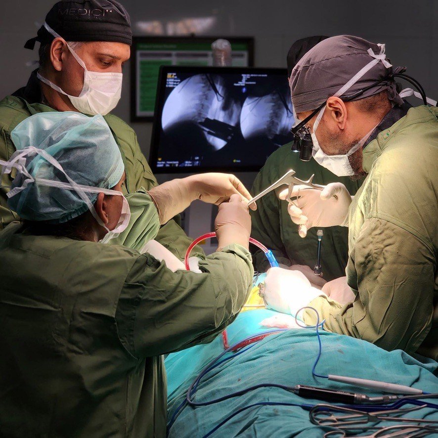 Seva Spine surgeons performing urgent neck surgery after a tuk tuk accident